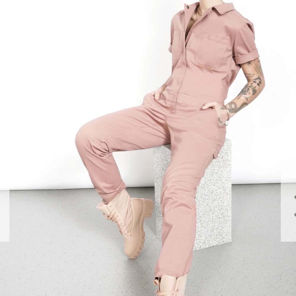 BP + Wildfang Short Sleeve Coverall Overall cotton & spandex XS painters outfit